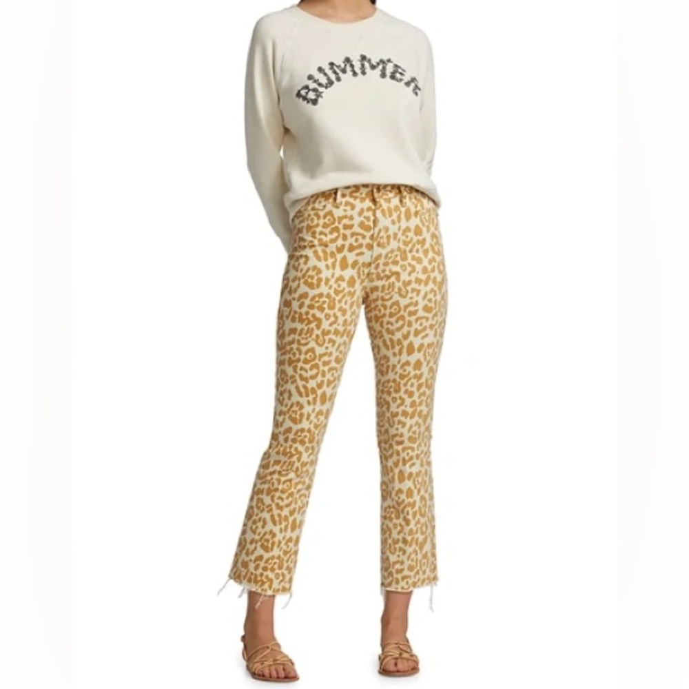 MOTHER Leopard Print Pants in Tan and Cream